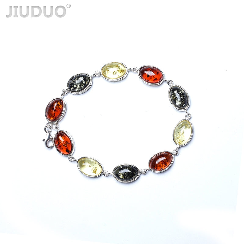 Certificated Genuine natural Baltic amber Bracelets antique Sterling silver bracelets design factory direct pack