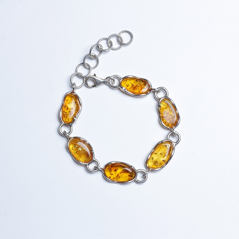 Certificated Genuine natural amber Bracelets ethnic sterling silver bracelets identification design factory direct specia