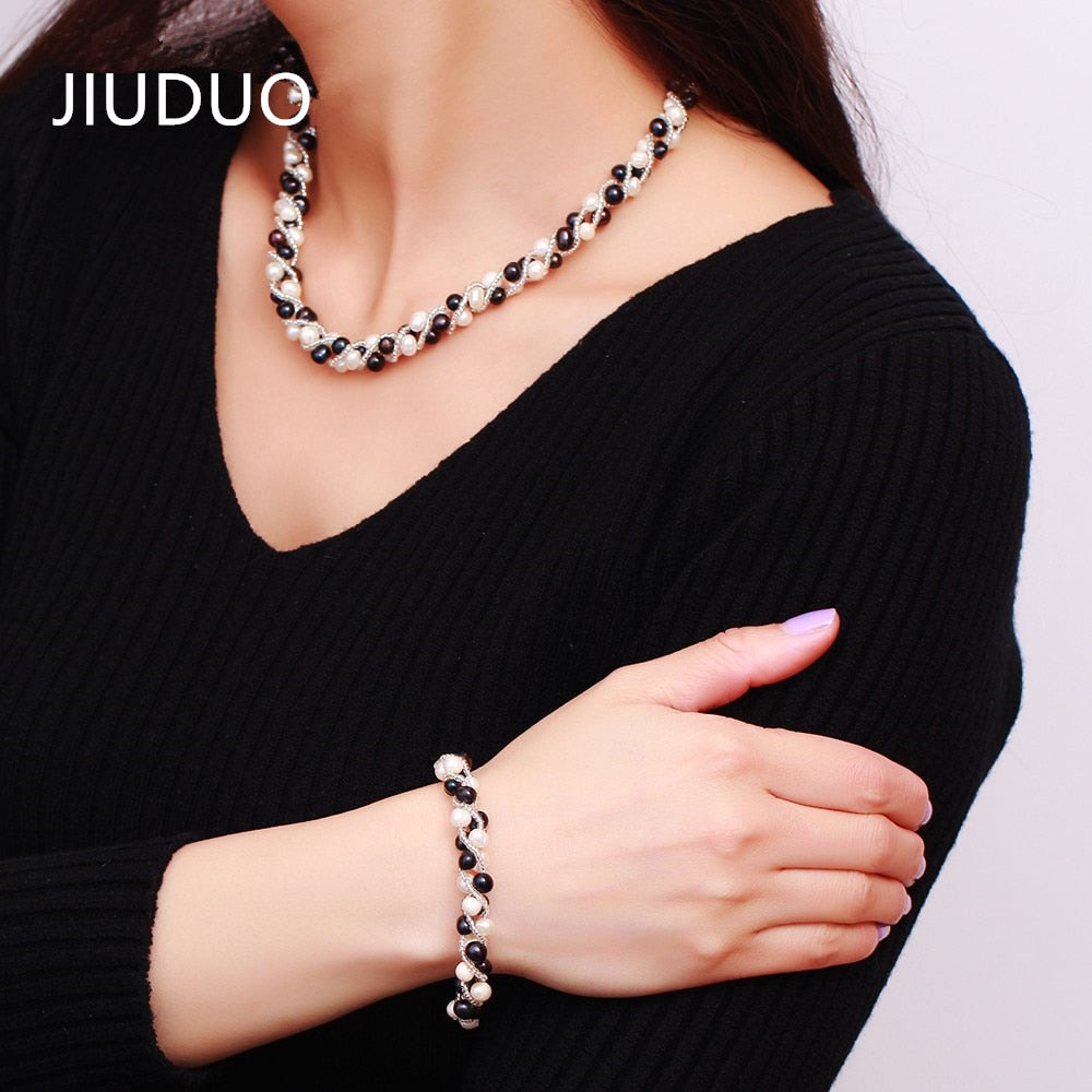 Genuine natural crystal Pearl necklace send mom natural pendant bracelet ring set female gift factory direct