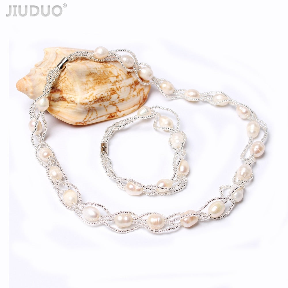 Jewelry Set pearl bracelet south red necklace suit hand hand beads female gift Genuine natural crystal original hand