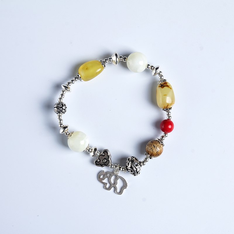 Natural beeswax bracelet Sterling silver original DIY authentic Baltic Amber hand string of a map of a gift certificate