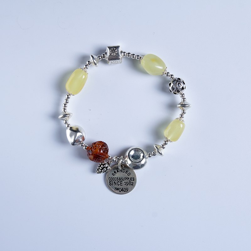 Pure natural amber bracelet full of honey chicken yellow old wax bead beads multi-turn DIY hand string female models