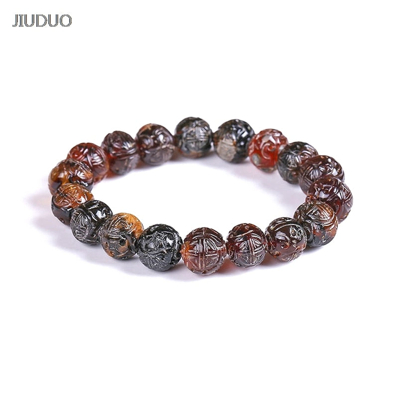 Unique super burst 100% Natural amber beeswax multi-treasure hand string bracelet lady genuine noble grade