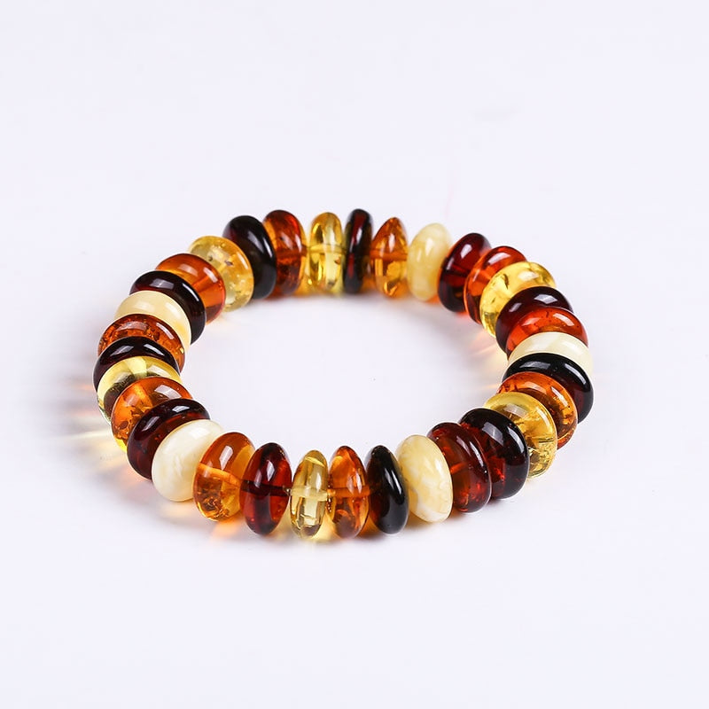 Unique super burst 100% Natural amber beeswax multi-treasure hand string bracelet lady genuine noble grade BT036
