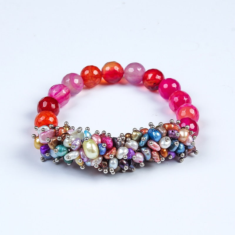 Unique super burst Pearl Bracelets for Women Silver Color Link Chain Crystal Bridal Wedding Jewelry Bracelets & Bangles