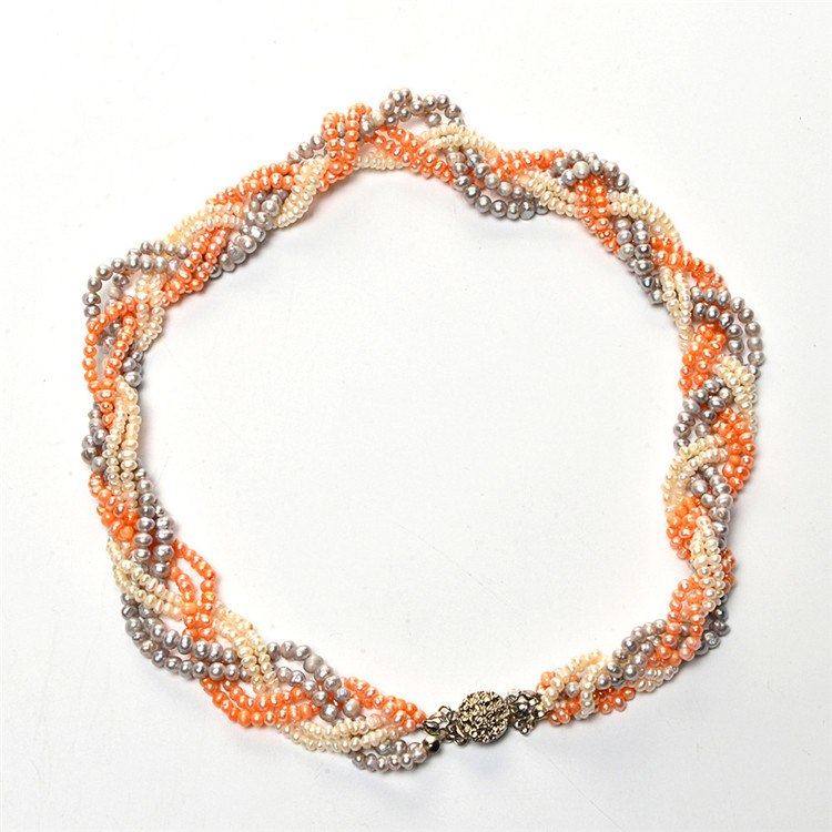 Western jewellry 100% Pearl Necklace muti-strand & colorful 14-15mm Natural Pearl Necklace