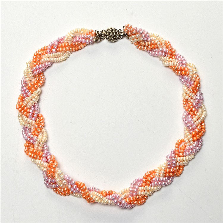 Western jewellry 100% Pearl Necklace muti-strand & colorful 14-15mm Natural Pearl Necklace