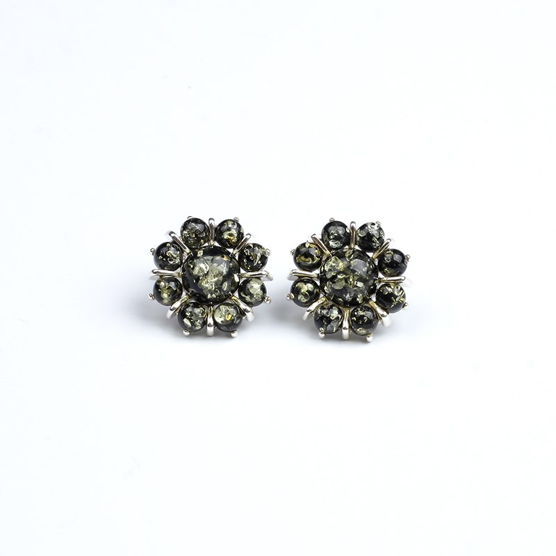 authentic elegant natural amber beeswax sterling silver gold earrings