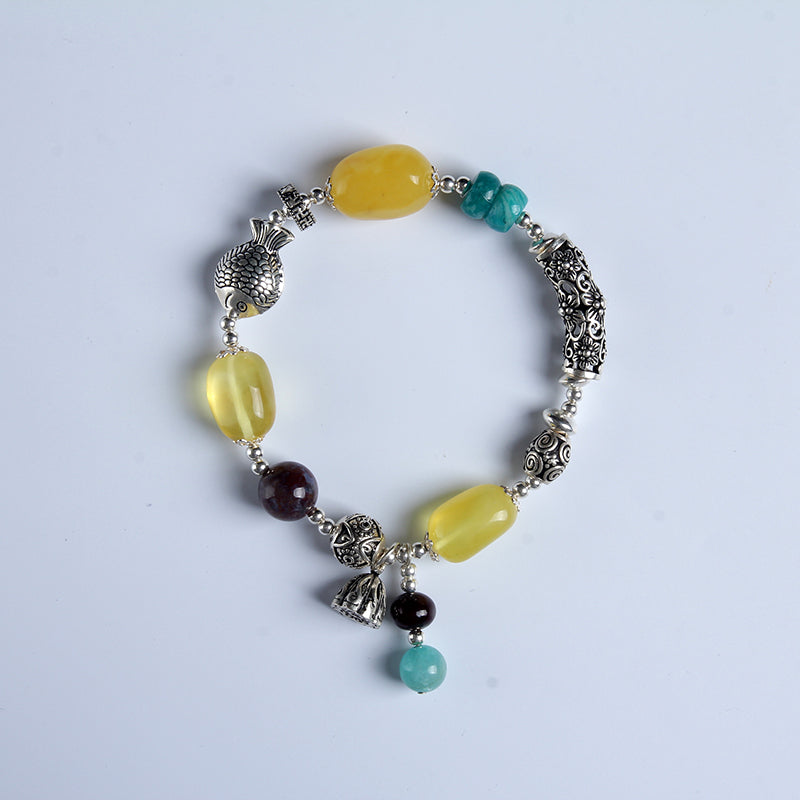 bracelets 925 silver natural amber classic beeswax bracelets for women fine jewelry for men