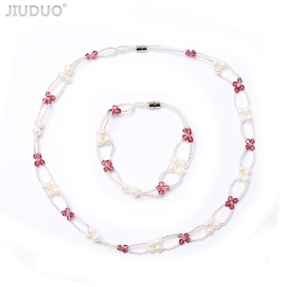 natural cultured pearl necklace Bracelet Set gift elegant fashion wild female models JS23