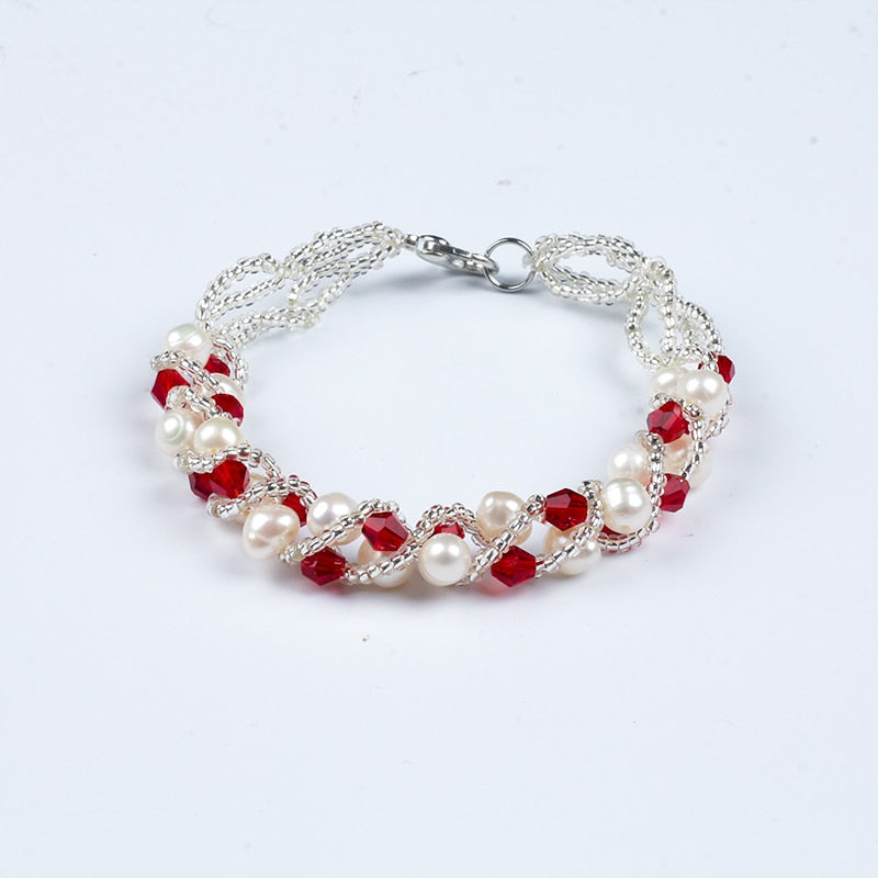 J Edison shaped baroque pearl bracelet wrinkled skin strong light mixed color large grain 7mm European style female