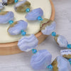 JK Natural Blue Chalcedony Blue Lace Agates Chalcedony Stone Crystal Necklace For Women