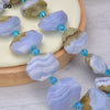 JK Natural Blue Chalcedony Blue Lace Agates Chalcedony Stone Crystal Necklace For Women