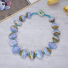 JK Natural Blue Chalcedony Blue Lace Agates Chalcedony Stone Crystal Necklace For Women