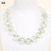 JK Natural Prasiolite Green Amethyst Chunky Rectangle Necklace Handmade For Women