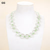 JK Natural Prasiolite Green Amethyst Chunky Rectangle Necklace Handmade For Women