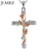 JLMBZ Leaf Jesus Cross Rose Necklace naszyjnik for Women Bijoux Femme kpop цепь на шею Classic Vintage чокер jewellery