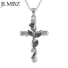 JLMBZ Leaf Jesus Cross Rose Necklace naszyjnik for Women Bijoux Femme kpop цепь на шею Classic Vintage чокер jewellery