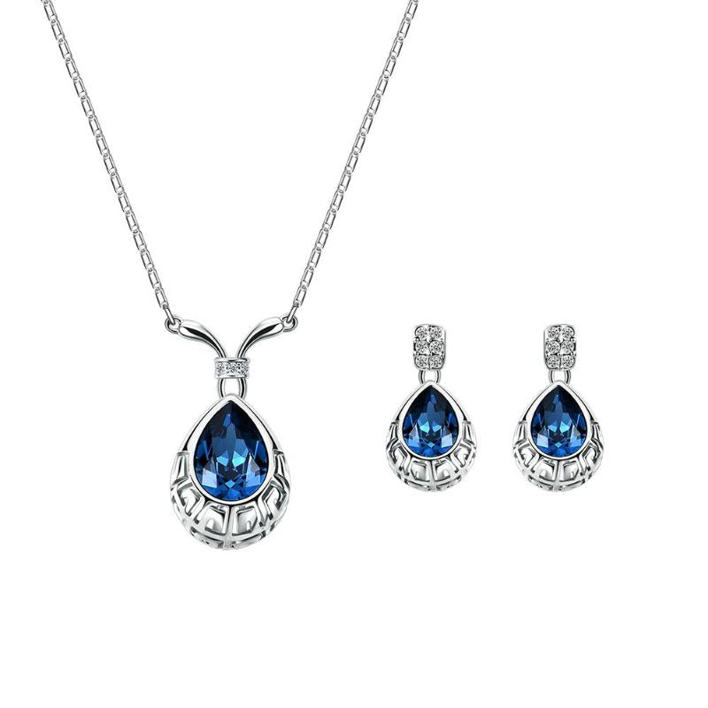 JOCESTYLE-New-Limited-Sea-Blue-Zircon-Water-Drop-Clavicle-Chain-Pendant-Necklace-Dangle-Earrings-Jewelry-Sets