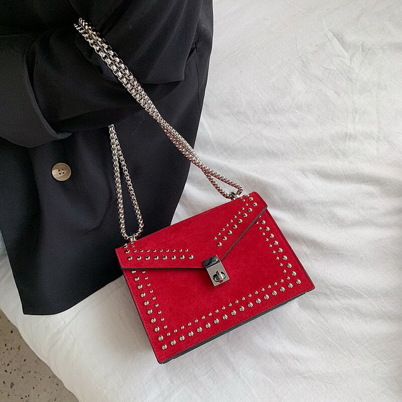 JODIMITTY 2022 Vintage Leather Crossbody Bags For Women Travel Handbag Chain Rivet Lock Small Shoulder Messenger Female