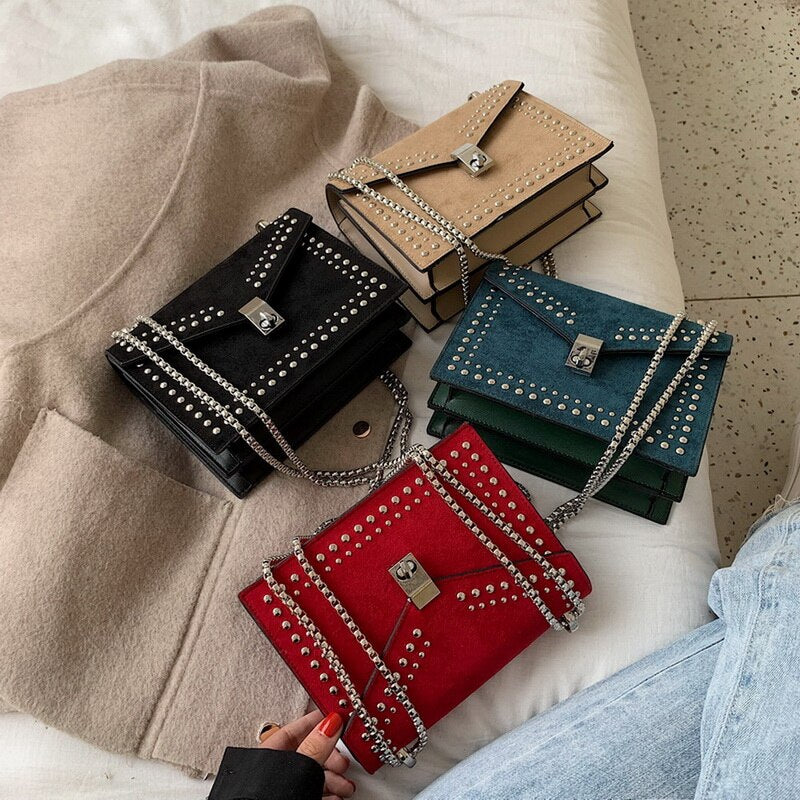 JODIMITTY 2022 Vintage Leather Crossbody Bags For Women Travel Handbag Chain Rivet Lock Small Shoulder Messenger Female