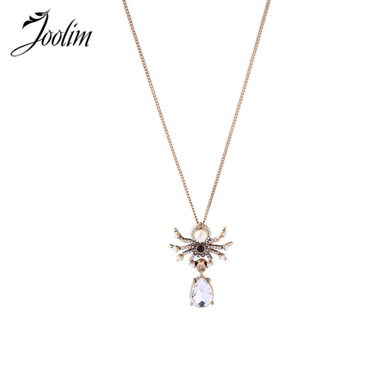 Cute Imitation Pearl Spider Necklace Insect Pendant Necklace Fashion Jewelry Wholesale