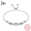 JOVO 925 Sterling Silver Bracelets for women Fashion heart flower little zircon chain adjustable Fine Jewellery