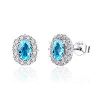 JOVO 925 Sterling Silver Earrings Women Oval Fancy Colored Sapphire Ladies Stud Earrings Wholesale Fine Jewelry Wedding Gifts