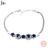 JOVO Blue Sapphire Bracelet For Women 100% 925 Sterling Silver Jewelry Romantic Wedding Jewelry Gift New Jewelry Bracelet