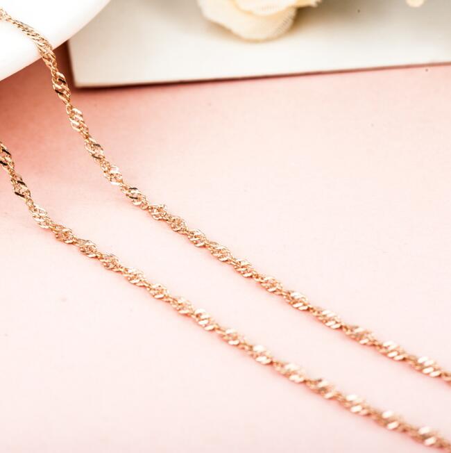 JOVO Classic Trendy women Water wave chain necklace sterling s925 silver 3 color Fine Jewelry lady chain female gift