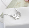 JOVO Fashion Popular women necklace star+heart Pendants sterling s925 silver zircon love Fine Jewelry Cross chain trendy gift