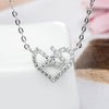 JOVO Fashion trendy women necklace heart Pendants sterling s925 silver small zircon Fine Jewelry Cross chain female gift