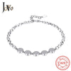 JOVO Fine Jewellery 925 Sterling Sliver Bracelets Charms Cute women geometric round little zircon chain adjustable bangle