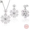 JOVO Jewelry Sets for Women Snow Flower Boho Cubic Zircon Necklace/Earrings Wholesale 925 sterling silver set Pendant