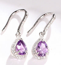 JOVO Natural Colored Gemstone Drop of Water Earrings Fine Jewelry Earrings For Women 925 Sterling Silver Fancy Colored Sapphire