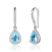JOVO Natural Colored Gemstone Drop of Water Earrings Fine Jewelry Earrings For Women 925 Sterling Silver Fancy Colored Sapphire