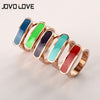 JOVO New Design Rose Gold Color Rings for Women Popular Five Pattern Design Stainless Steel Rings Female Jewelry size 6 to 9