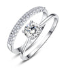 0.9 Carat Round Cut Ring Set Solid 925 Sterling Silver Bague 2pcs Engagement Wedding Bridal Ring Set Jewelry With Box