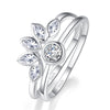 100% 925 Sterling Silver Lovely Flower Shape White CZ Finger Rings for Women 2pcs Engagement Fine Jewelry S925 Gift