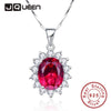 5.3ct Red Oval Stone Flower Pendants Ruby Necklace Fine Jewellery Wedding Silver 925 Chain Necklace for Brides Love Gift