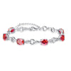 6pcs Garnet 925 Sterling Chain-Link Bracelet Women Party Wedding Jewelry Length 21.5CM Free Gift Box