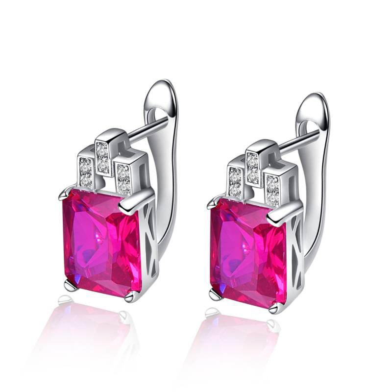 7.85Ct Created Ruby Ear Cuff Clip Ohrringe for women 925 Sterling Silver Jewelry For Women Accessories