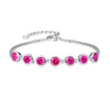 7Pcs Created Red Ruby Link Bracelet 925 Sterling Silver Charm Bracelet For Women 2 Layer Luxury Wedding Jewelry Gift