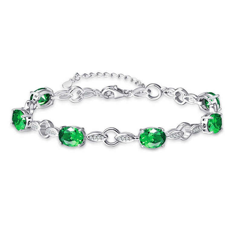 8.99g 925 Silver Chain Link Bracelets & Bangles Created Emerald Wedding Jewelry Brithd Gifts Top Quality Brand Jewelry