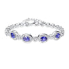 Chain Link Bracelet 5MM*7MM Blue Tanzanite 925 Sterling Silver Bracelets Heart Bracelet for Women with Gift Box