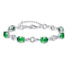 Created Stone Genuine S925 Silver Leaf Shape Charm Bracelets 925 Sterling Silver Bracelet for Women Wedding Party Jewelry