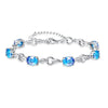 Created Stone Genuine S925 Silver Leaf Shape Charm Bracelets 925 Sterling Silver Bracelet for Women Wedding Party Jewelry