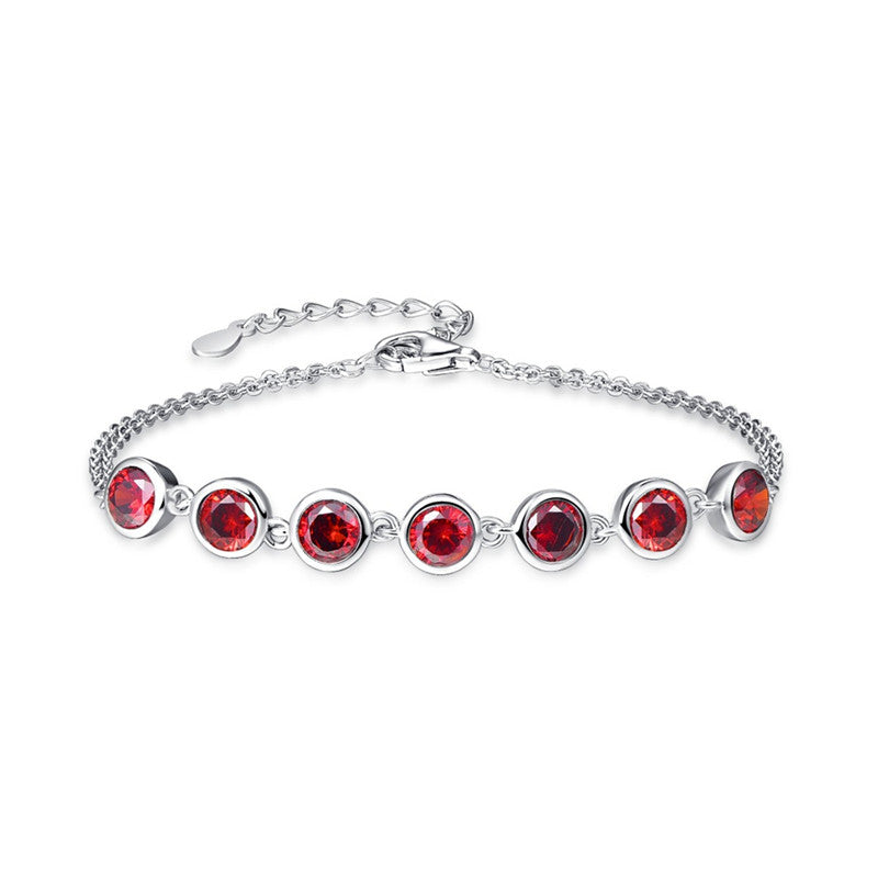 Hight Quality Red Garnet 925 Sterling Silver Jewelry For Women Adjustable Link Chain Bracelet Length 7.99inch