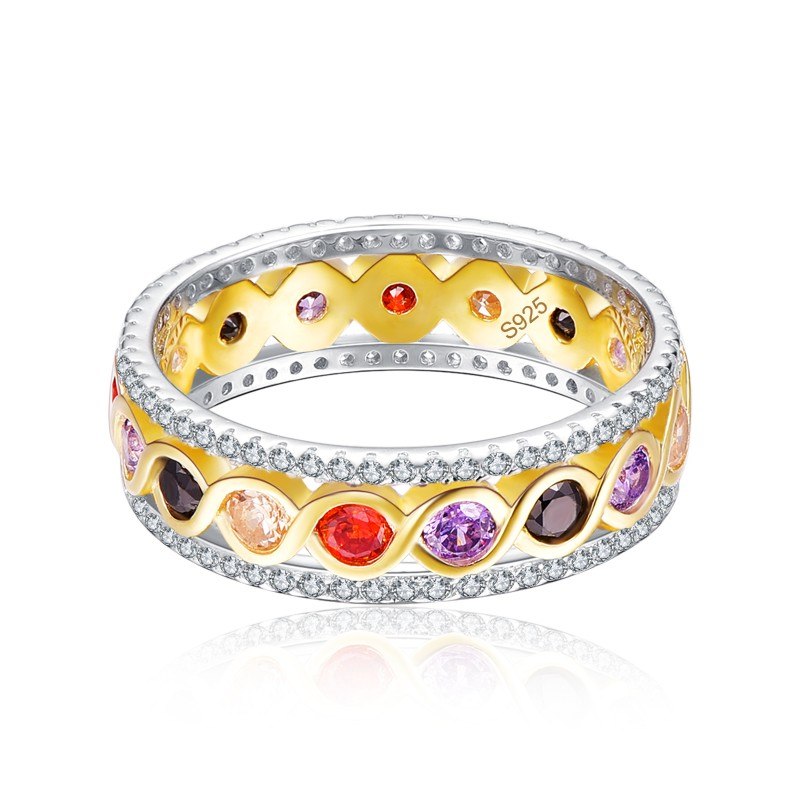 Infinity Gold Twisted Ring Nature Amethyst Garnet Citrine Gemstone 925 Sterling Silver Jewelry Wholesale With Jewelry Box
