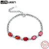 Luxury 6*8mm Red Garnet Link Bracelet 925 Stering Sliver Women Fashion Jewelry Party Nice Gift bracelet female